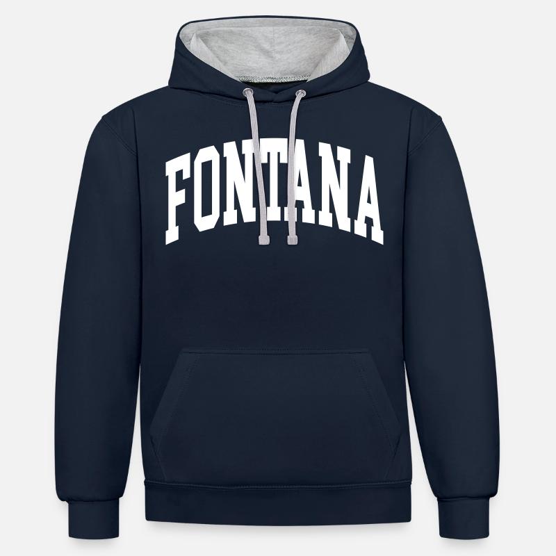 Fontana - Sweat à capuche contrasté - bleu marine/gris chiné