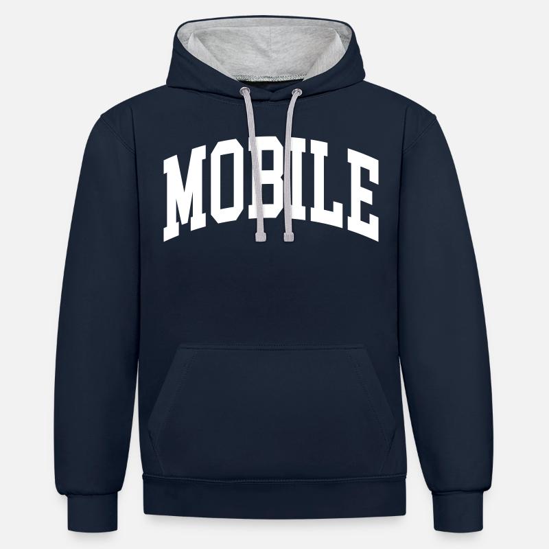 Mobile - Sweat à capuche contrasté - bleu marine/gris chiné