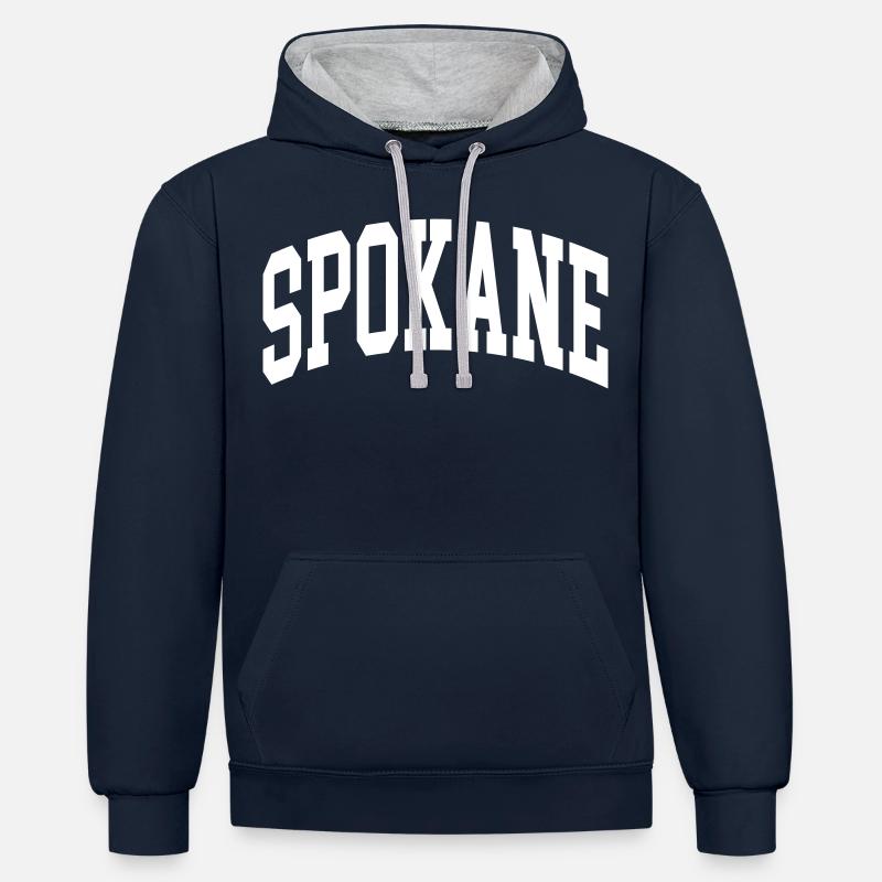 Spokane - Sweat à capuche contrasté - bleu marine/gris chiné