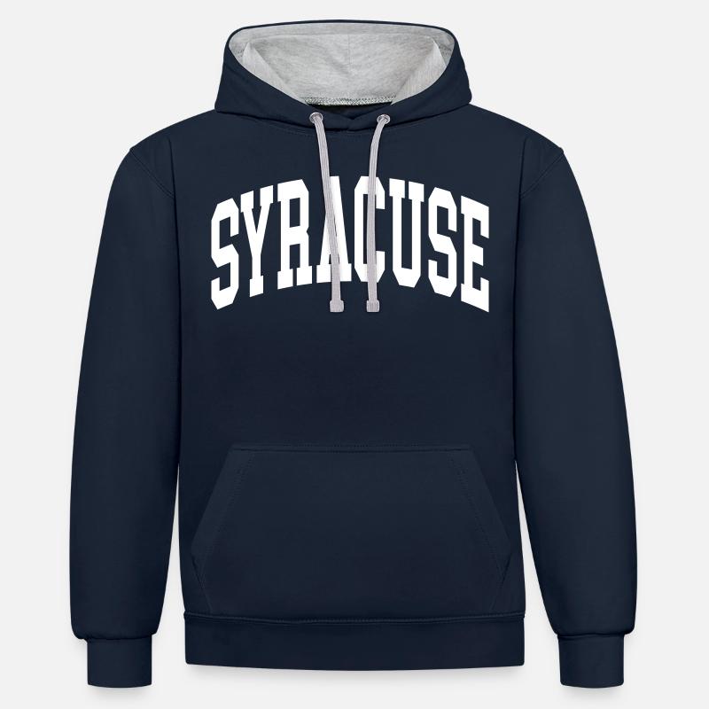 Syracuse - Sweat à capuche contrasté - bleu marine/gris chiné