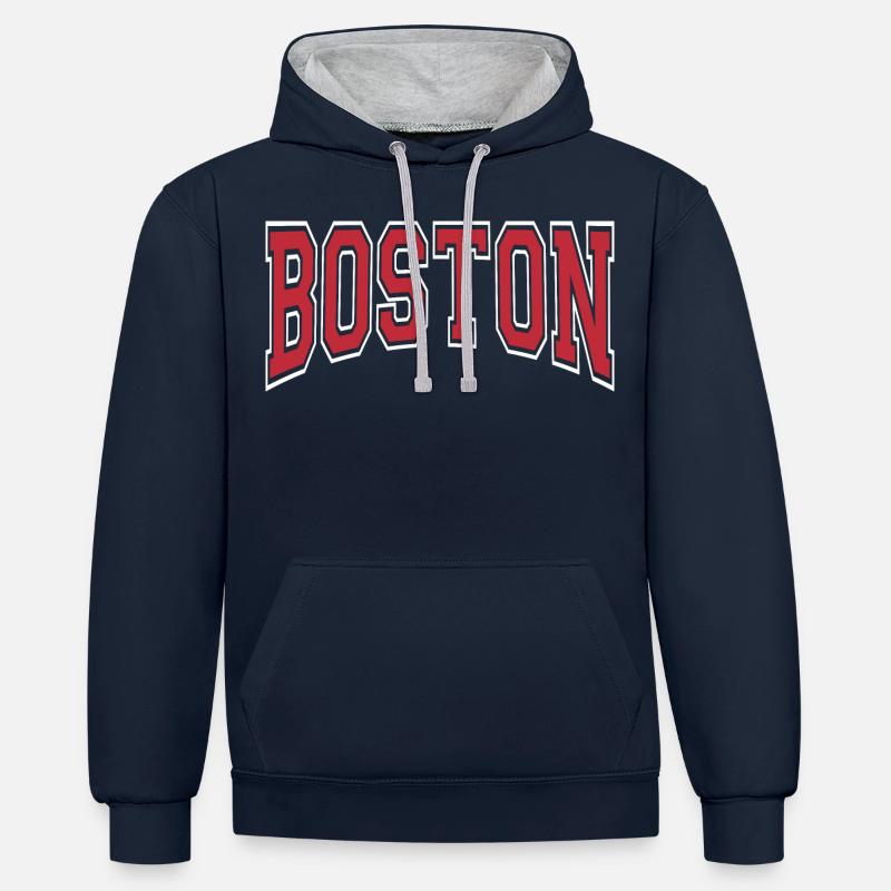 Boston - Sweat à capuche contrasté - bleu marine/gris chiné