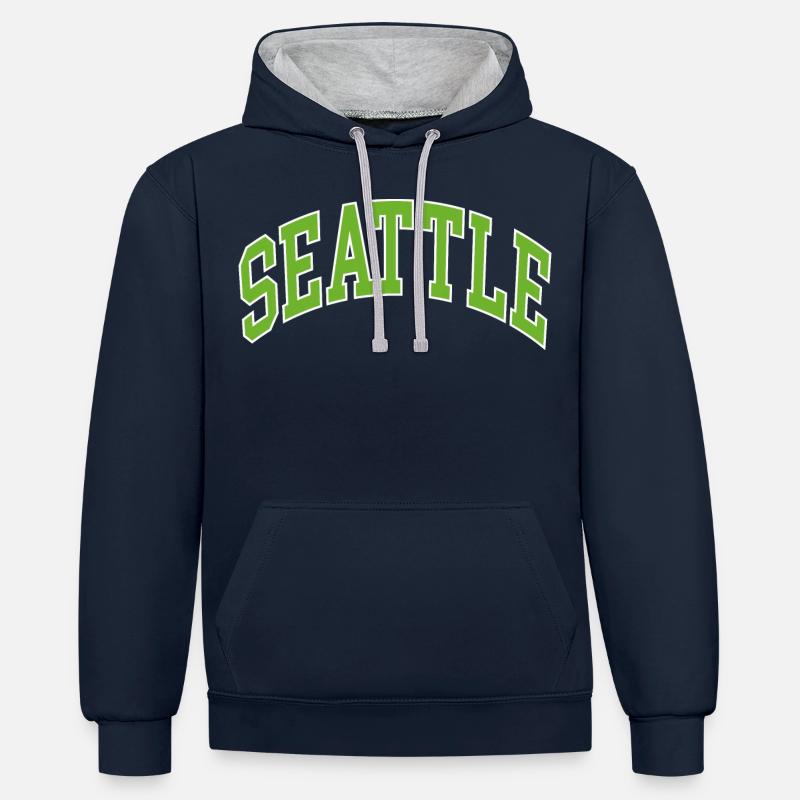 Seattle - Sweat à capuche contrasté - bleu marine/gris chiné
