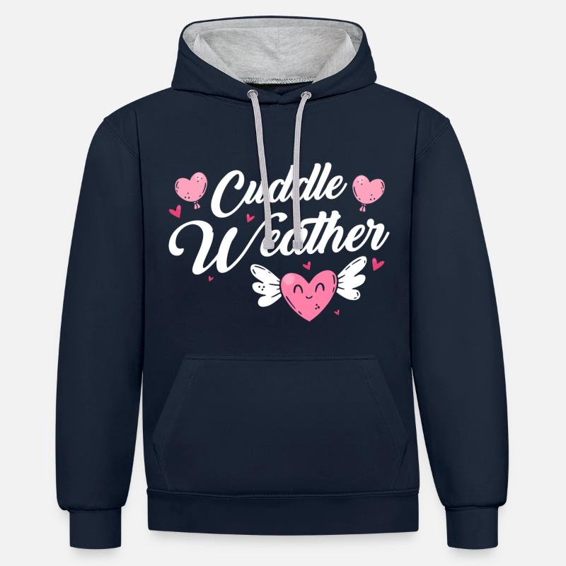 L’amour embrasse les enfants - Sweat à capuche contrasté - bleu marine/gris chiné