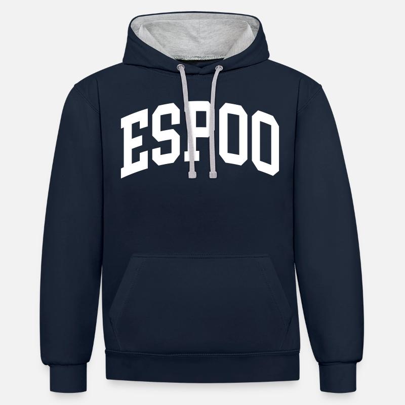 Espoo - Sweat à capuche contrasté - bleu marine/gris chiné