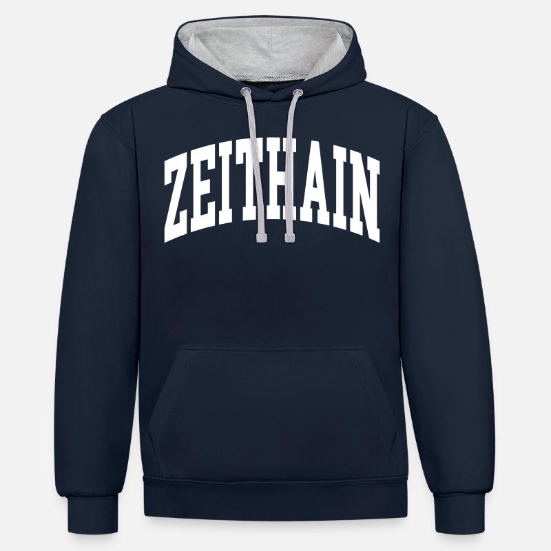 Zeithain - Sweat à capuche contrasté - bleu marine/gris chiné
