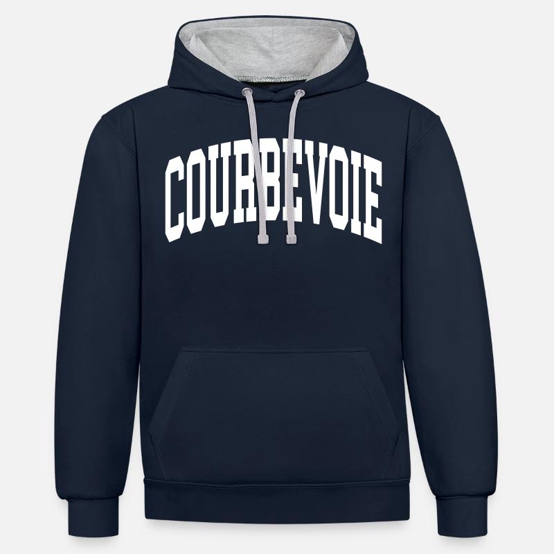 Courbevoie - Sweat à capuche contrasté - bleu marine/gris chiné