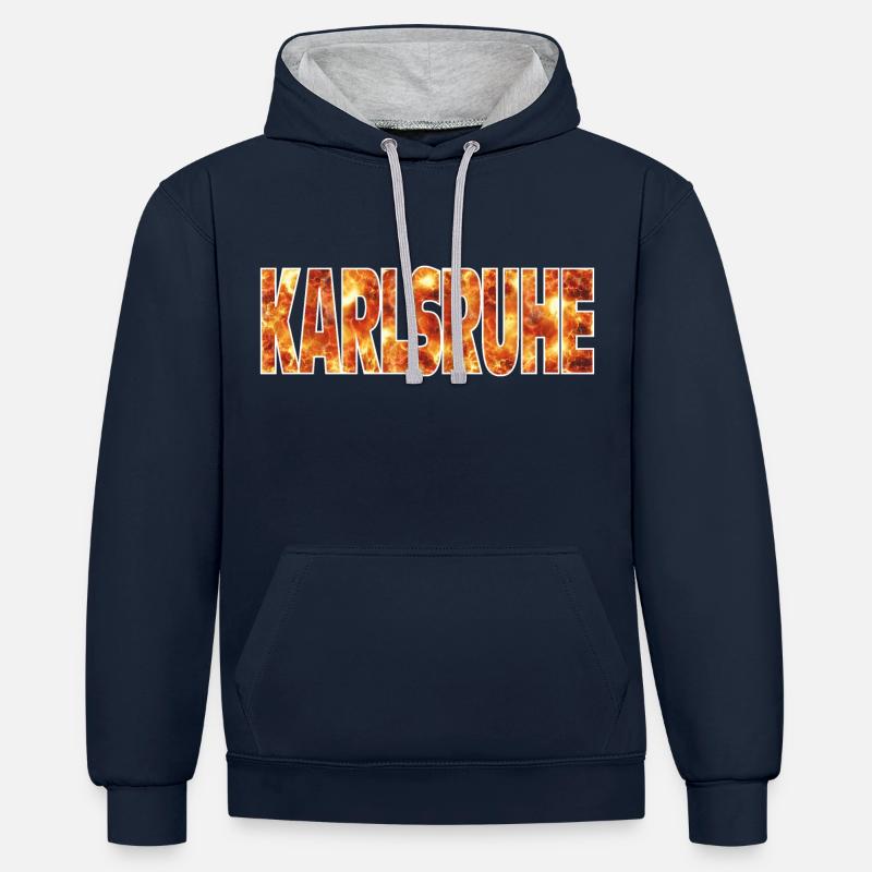 Karlsruhe - Sweat à capuche contrasté - bleu marine/gris chiné