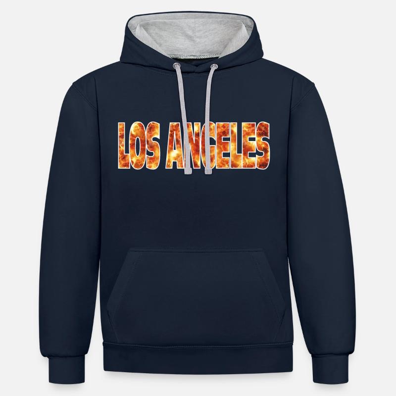 Los Angeles - Sweat à capuche contrasté - bleu marine/gris chiné