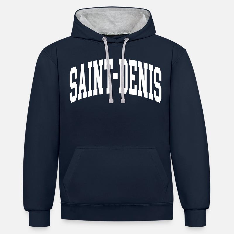Saint-Denis - Sweat à capuche contrasté - bleu marine/gris chiné