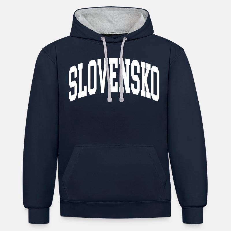 Slovaquie - Sweat à capuche contrasté - bleu marine/gris chiné