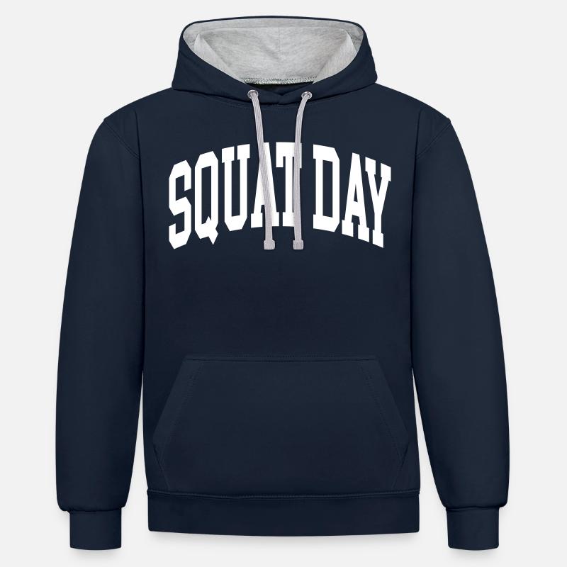Journée de squat - Sweat à capuche contrasté - bleu marine/gris chiné