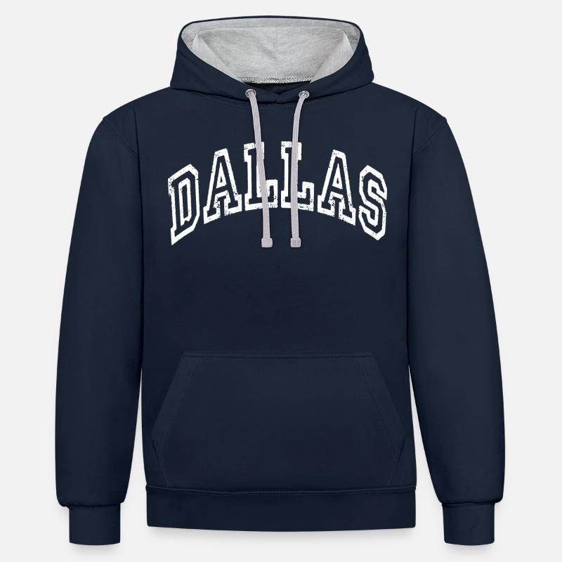 Dallas - Sweat à capuche contrasté - bleu marine/gris chiné