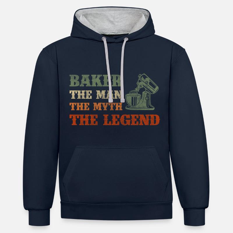 Baking rolls work - Contrast hoodie - navy/heather grey