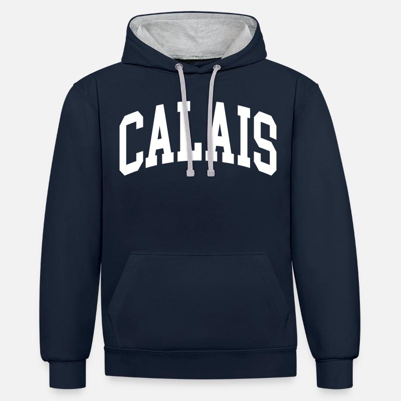 Calais - Sweat à capuche contrasté - bleu marine/gris chiné