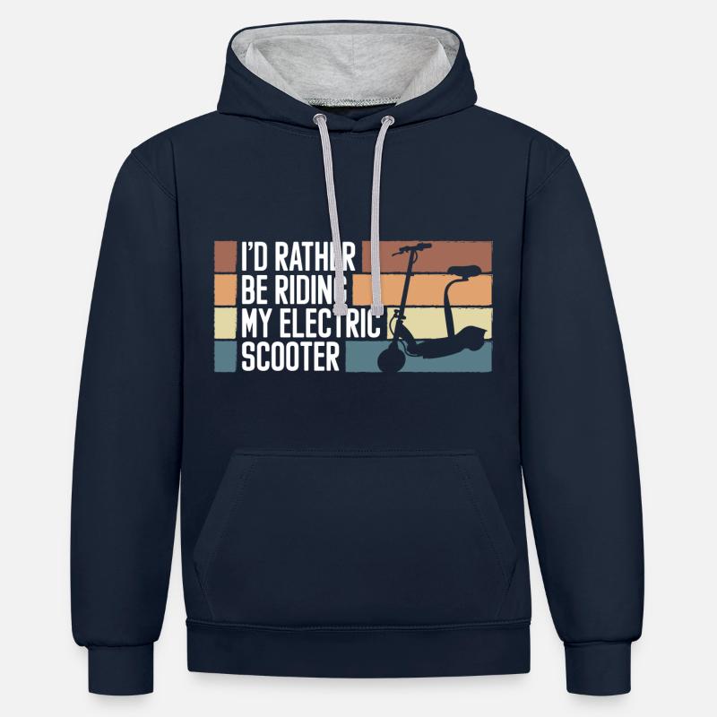 Rollerfahrer E-Roller Hybrid - Kontrast-Hoodie - Navy/Grau meliert