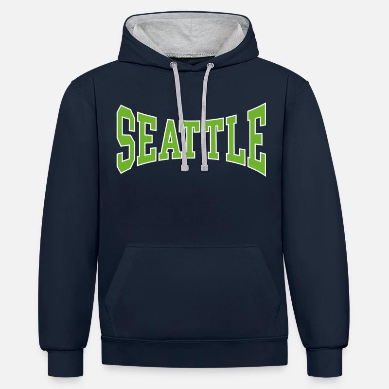 Seattle - Sweat à capuche contrasté - bleu marine/gris chiné