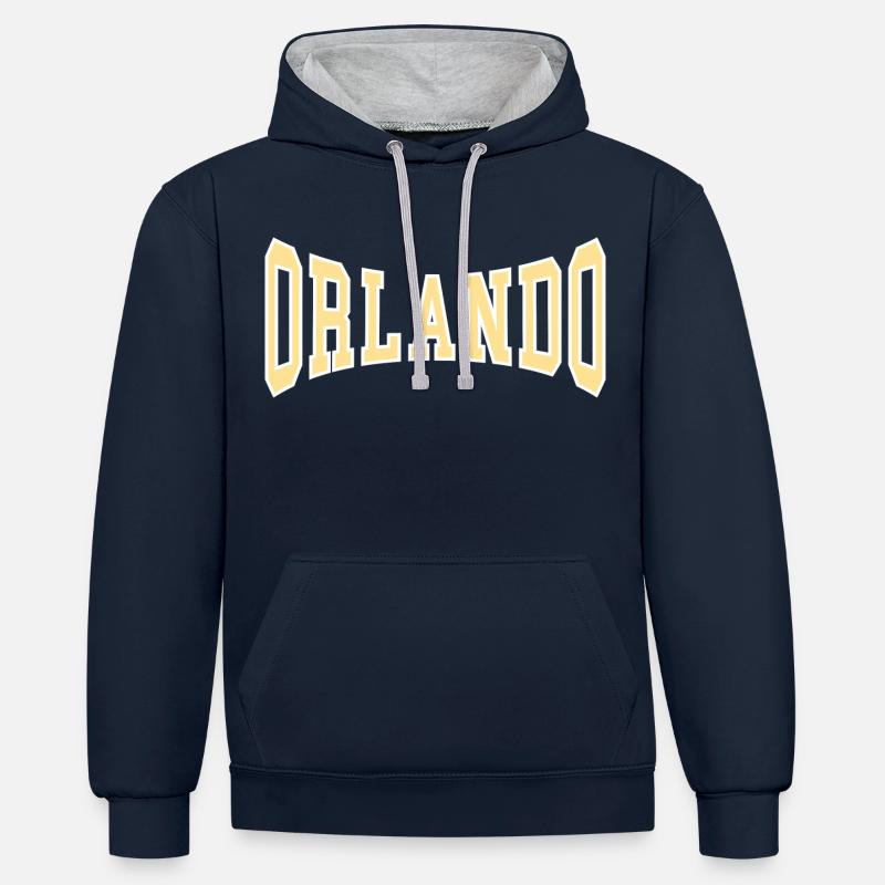 Orlando - Sweat à capuche contrasté - bleu marine/gris chiné
