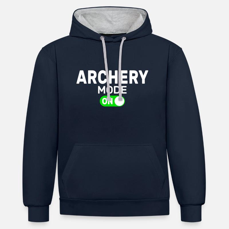 archery mode on - Sweat à capuche contrasté - bleu marine/gris chiné