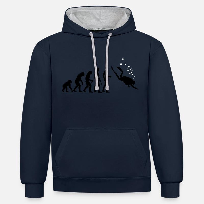 evolution_taucher_c_2c - Sweat à capuche contrasté - bleu marine/gris chiné