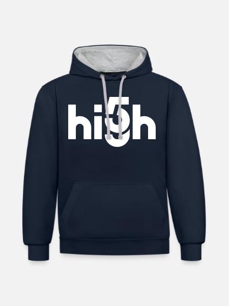 High Five - High 5 - Kontrast-Hoodie - Navy/Grau meliert