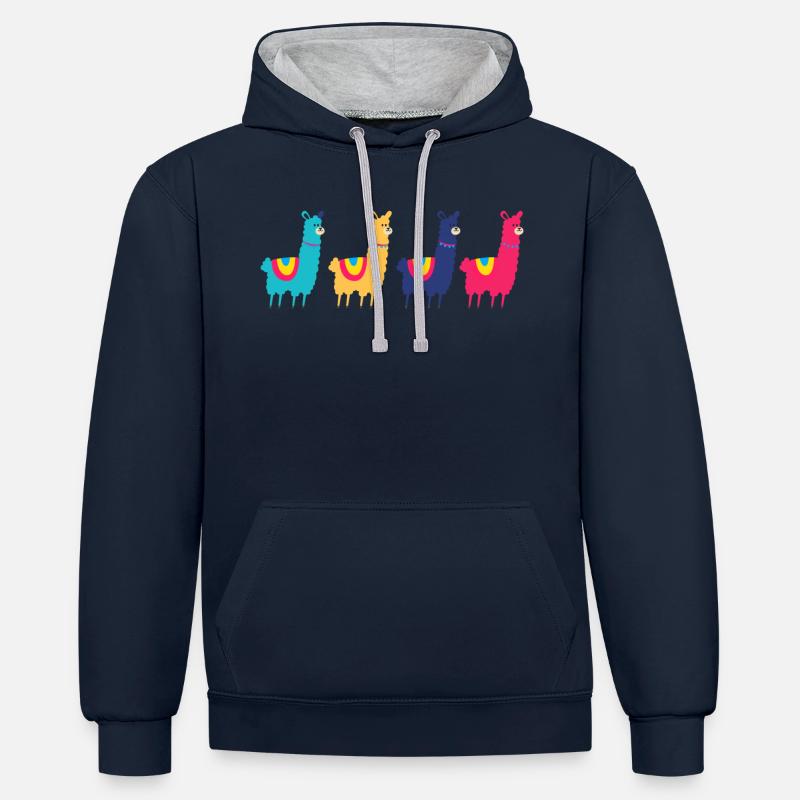 Alpaka - Sweat à capuche contrasté - bleu marine/gris chiné