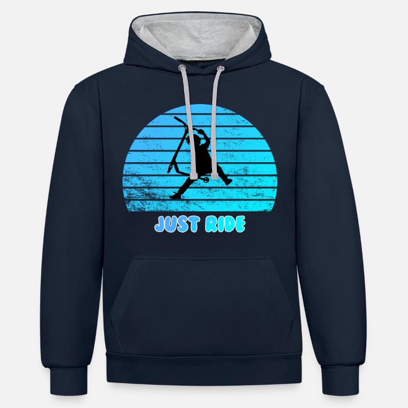 Just ride - Sweat à capuche contrasté - bleu marine/gris chiné