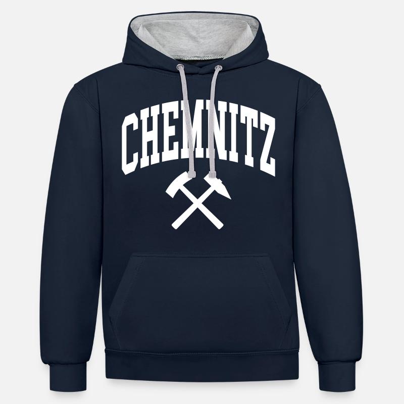 Chemnitz - Sweat à capuche contrasté - bleu marine/gris chiné
