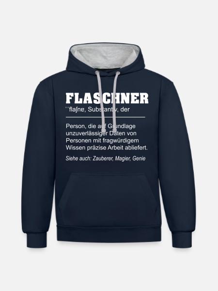 Flaschner lustige Definition - Kontrast-Hoodie - Navy/Grau meliert