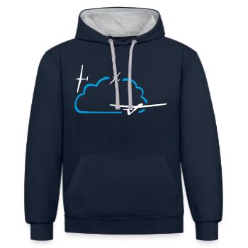 Thermik Segelflieger Segelflugzeug gleiten - Kontrast-Hoodie - Navy/Grau meliert - Vorne - Nico (186cm)