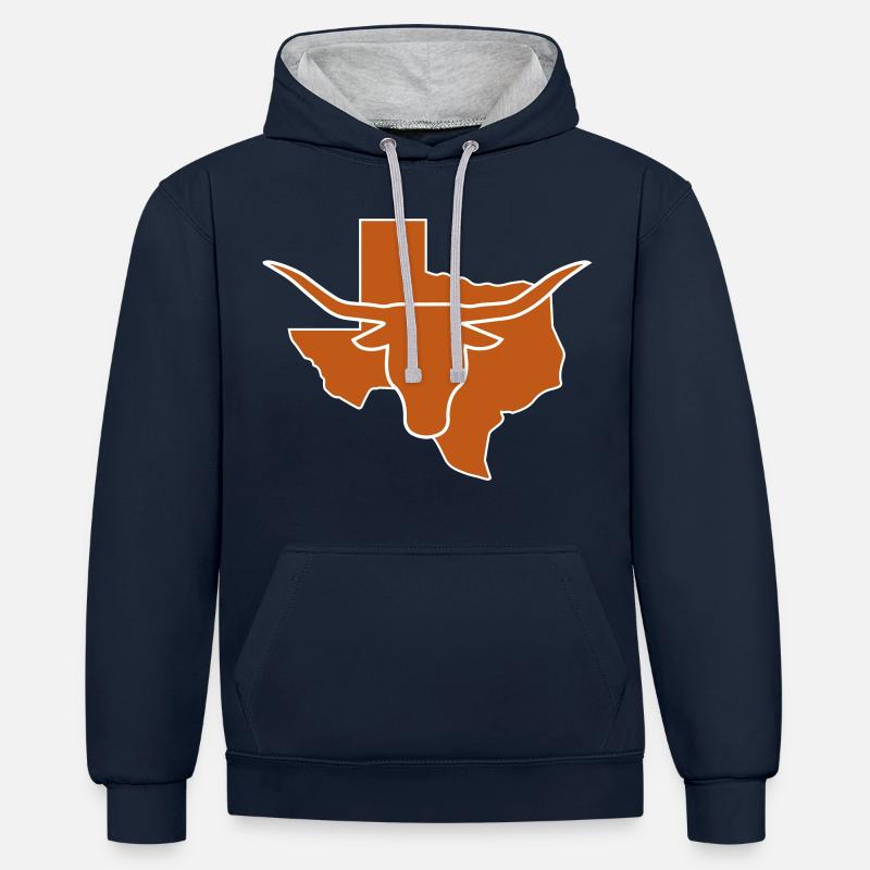 Texas - Sweat à capuche contrasté - bleu marine/gris chiné