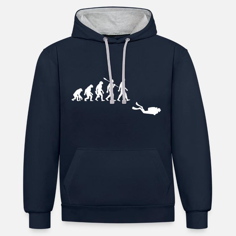 Evolution Tauchen Taucher - Kontrast-Hoodie - Navy/Grau meliert