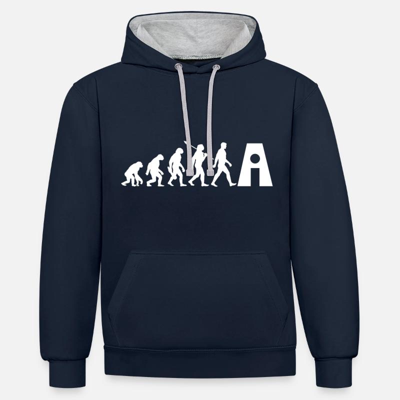 Evolution - Intelligence Artificielle - IA - Sweat à capuche contrasté - bleu marine/gris chiné