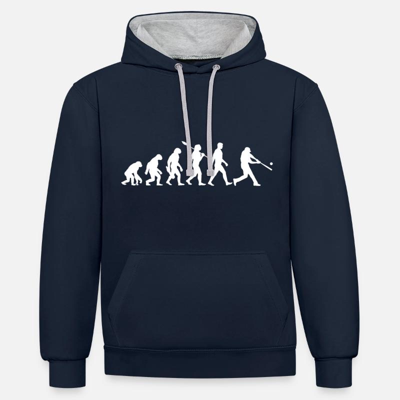Evolution Baseball Batteur - Sweat à capuche contrasté - bleu marine/gris chiné