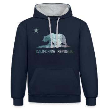 California Republic Teal - Kontrast-Hoodie - Navy/Grau meliert - Vorne - Nico (186cm)