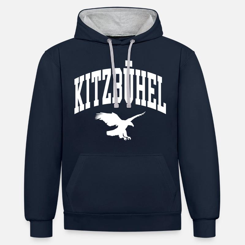 Kitzbühel - Sweat à capuche contrasté - bleu marine/gris chiné