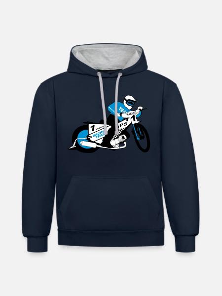 speedway - Kontrast-Hoodie - Navy/Grau meliert