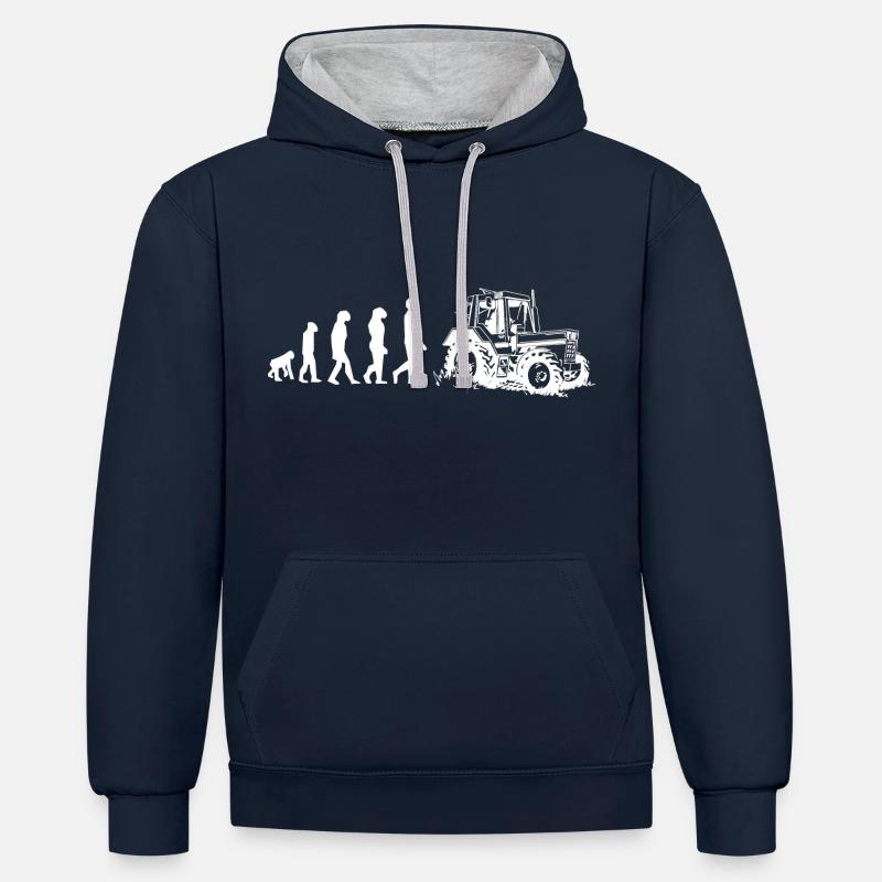 Farmer Evolution - Kontrast-Hoodie - Navy/Grau meliert