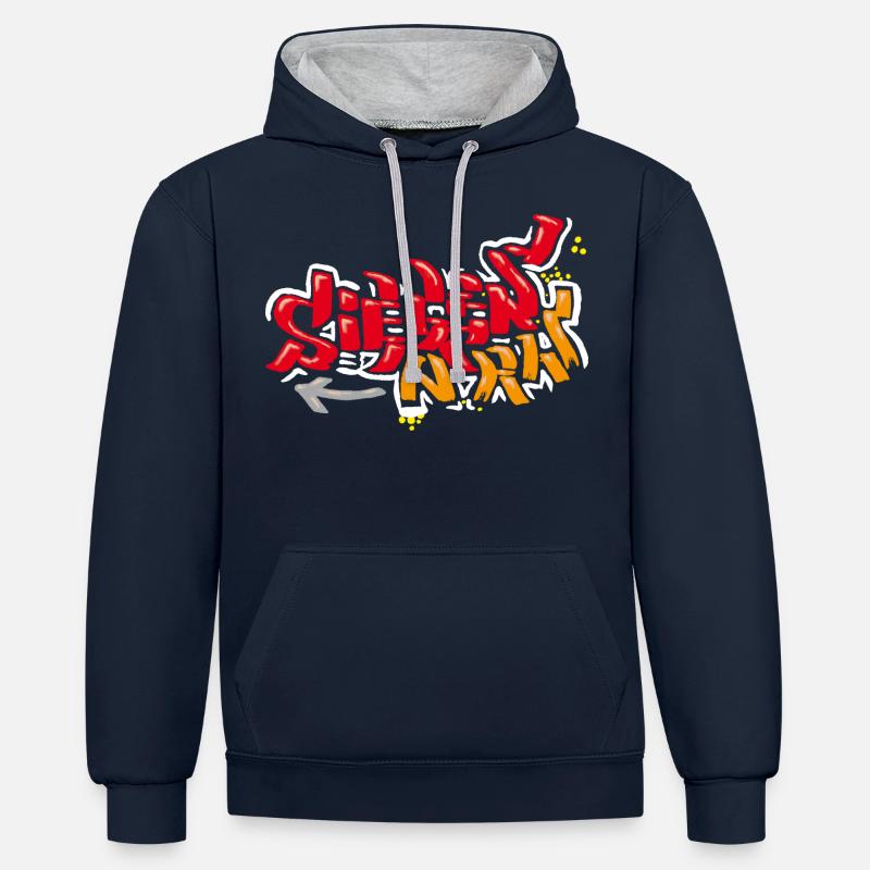 Siegen NRW - Grafitti - Sweat à capuche contrasté - bleu marine/gris chiné