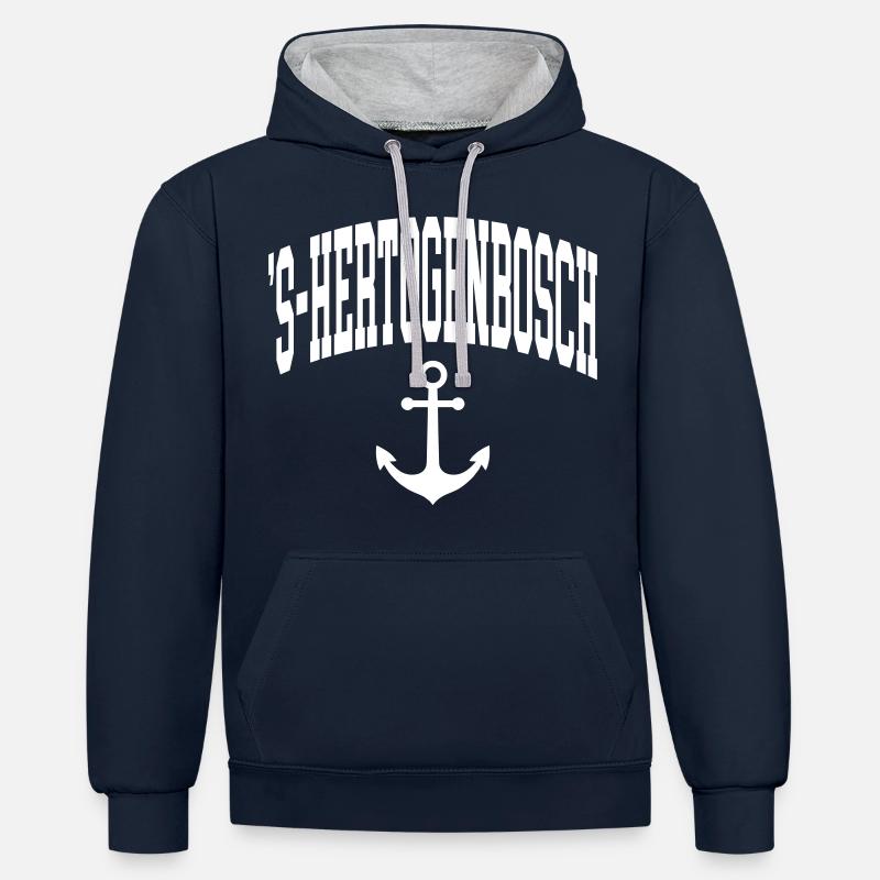 's-Hertogenbosch - Sweat à capuche contrasté - bleu marine/gris chiné