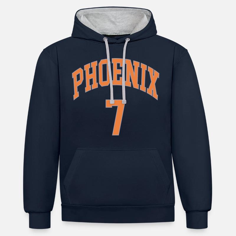 Phénix 7 - Sweat à capuche contrasté - bleu marine/gris chiné