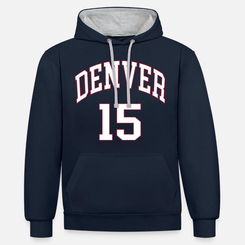 Denver 15 - Sweat à capuche contrasté - bleu marine/gris chiné