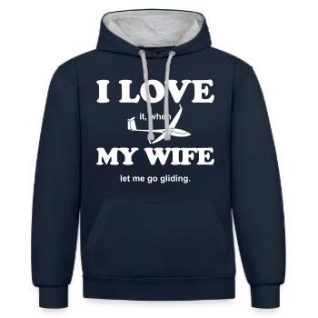 Segelflugzeug Geschenk Segelflieger FRau Mann - Kontrast-Hoodie - Navy/Grau meliert - Vorne - Nico (186cm)