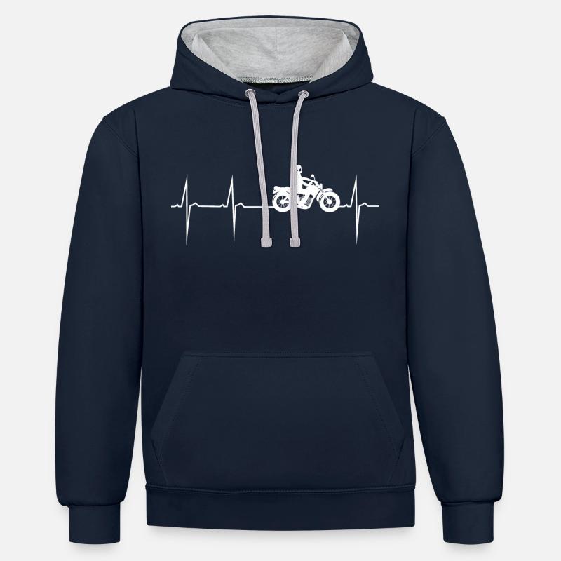 battement de la moto - Sweat à capuche contrasté - bleu marine/gris chiné