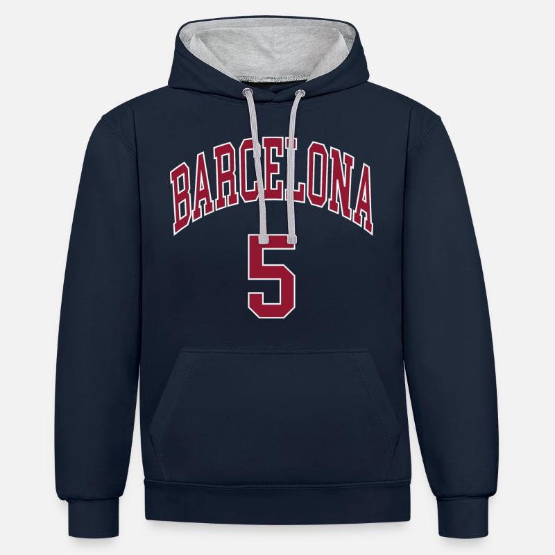Barcelone 5 - Sweat à capuche contrasté - bleu marine/gris chiné