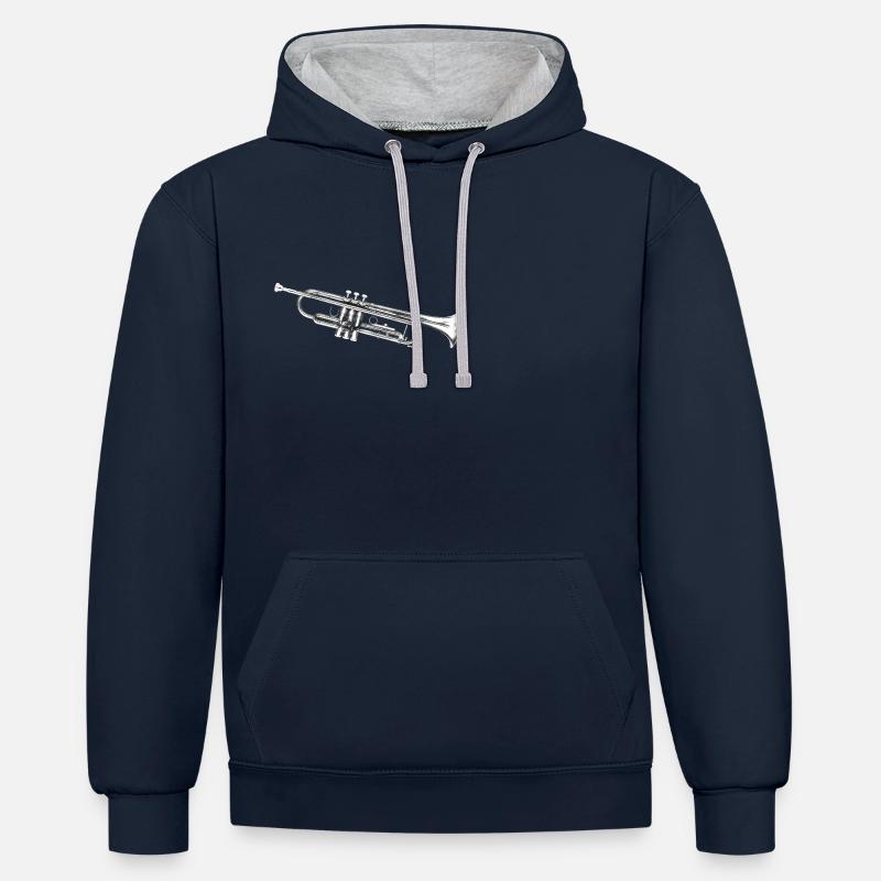 Trompette - Sweat à capuche contrasté - bleu marine/gris chiné