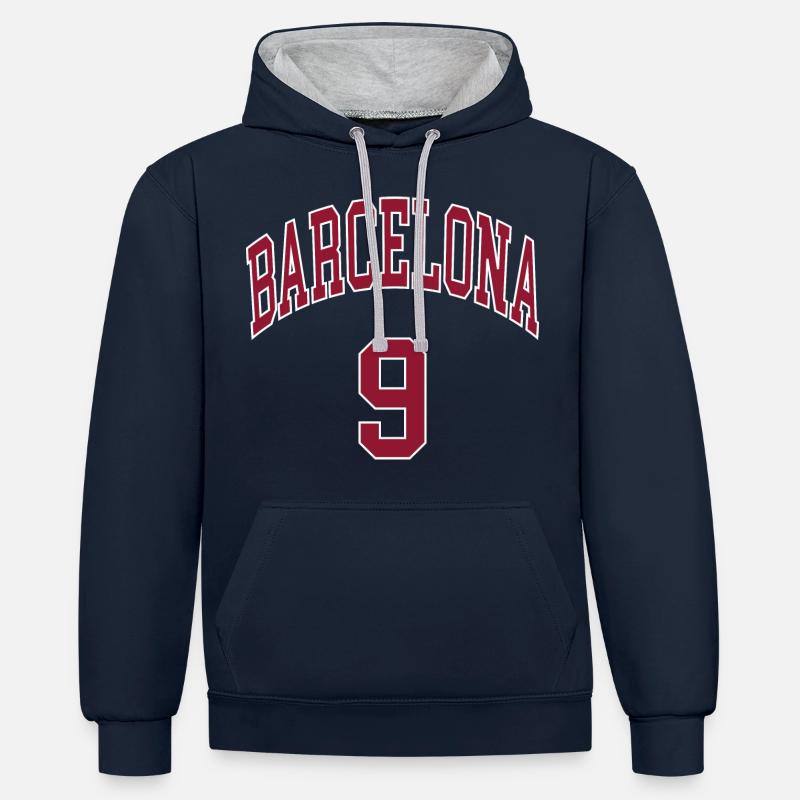 Barcelone 9 - Sweat à capuche contrasté - bleu marine/gris chiné