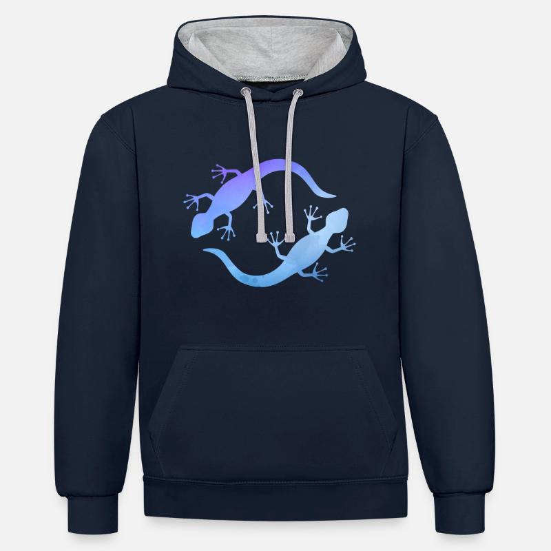 Lézards Bleus - Sweat à capuche contrasté - bleu marine/gris chiné
