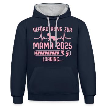 Werdende Mama 2025 lädt - Kontrast-Hoodie - Navy/Grau meliert - Vorne - Nico (186cm)