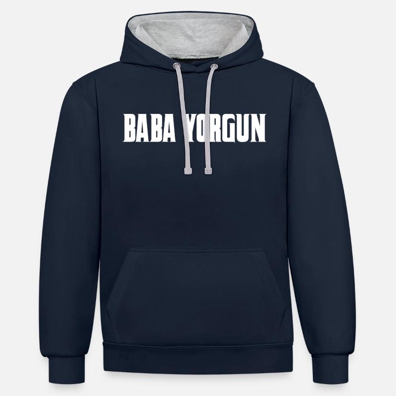 Baba Yorgun Turc - Sweat à capuche contrasté - bleu marine/gris chiné