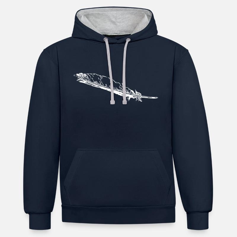 Plume fine - Sweat à capuche contrasté - bleu marine/gris chiné